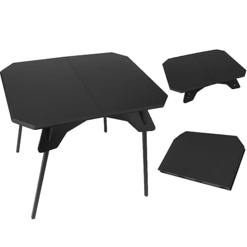 ele ELEOPTION Portable Folding Camping Table Aluminum Legs Fold up Lightweight Outdoor Ultralight Small Foldable Camping Table with Carrying Bag for Beach Picnic Grilling Hiking Fishing Black - Image 1