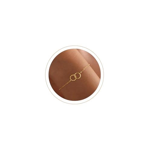Moodear Dainty Gold Charm Bracelets for Women - Trendy 14k Gold Plated Orbicular Charms Bracelet Non Tarnish Waterproof Jewelry Adjustable Chain - Image 1