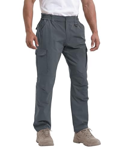 NATUVENIX Tactical Pants for Men, Ripstop Lightweight Cargo Work Pants for Men Water Resistant Mens Hiking Pants Outdoor Grey - Image 1