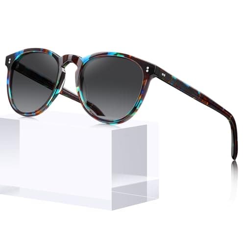 CARFIA Acetate Polarized Sunglasses for Women Trendy Retro Sun Glasses Blue Tortoise