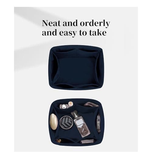 Purse Organizer Insert for Picotin 18/22, Satin Bag Organizer for Picotin Bags, Lightweight Purse Essentials for Women Luxury Handbags, Soft Touch Inner Liner with Multiple Pockets (Blue nuit, PC18) - Thumbnail 2