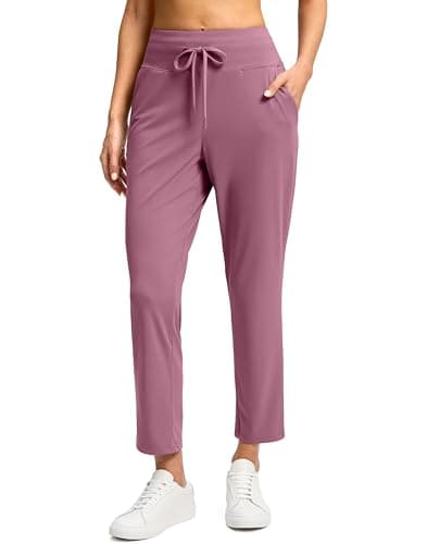 G Gradual Womens Pants High Waisted Golf Pants 2 Deep Pockets 7/8 Ankle Joggers for Athletic Travel Casual Lounge Work, Dark Pink, Small - Image 1