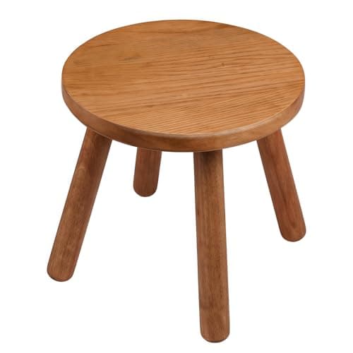 lhmooquan Round Solid Wooden Step Stool,Plant Stool Indoor,11.8” Height, Plant Stand for Kitchen, Bedroom, Bathroom, Livingroom (Walnut, 11.8inch) - Image 1