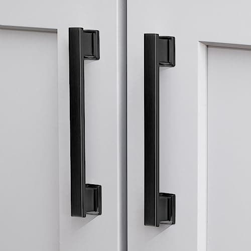 VEHCIL 20 Pack Square Matte Black Cabinet Pulls, 7 Inch(178mm) Hole Centers Kitchen Cabinet Handles Drawer Pulls Kitchen Hardware for Cabinets,Cupboard Closet Bathroom Dresser, Solid Zinc Alloy - Image 1