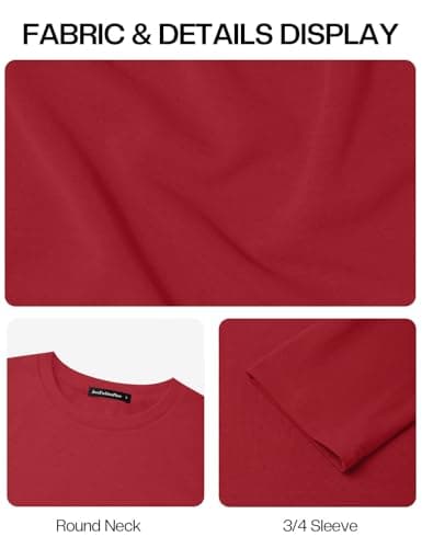 JUSTFASHIONNOW 3/4 Sleeve Tunic Tops for Women Loose Fit Dressy Casual Blouses Fall Shirts Christmas Tops Plus Size Womens Clothing（Red，X-Large - Thumbnail 6