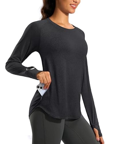 G Gradual Long Sleeve Workout Tops for Women Quick Dry Lightweight Running Athletic Shirts with Zip Pocket Moisture Wicking(Black,L) - Image 1