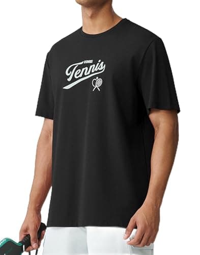 K-Swiss Men's Tennis Graphic T-Shirt - Silky Soft Premium Crewneck Tee Breathable Short Sleeve Casual Athletic Shirt - Black/Black M - Image 1