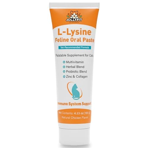 L-Lysine for Cats Oral Paste – Immune & Respiratory Support for Felines – with Collagen, Zinc, Multivitamins & Probiotics – Natural Chicken Flavor, 4.23 oz (120g) (1)