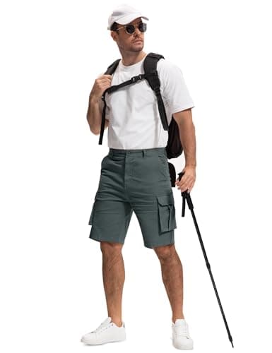 AOHIKE Classic Mens Cargo Shorts - Relaxed Fit Hiking Shorts 9" Inseam for Outdoor Casual Travel, Grey XL - Thumbnail 3