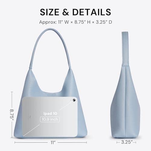 Shoulder Bag for Women, Small Slouchy Hobo Purse, Soft Vegan Leather Hobo Bag Handbag, Trendy Everyday Tote Style, 11'' (28cm) - Thumbnail 6