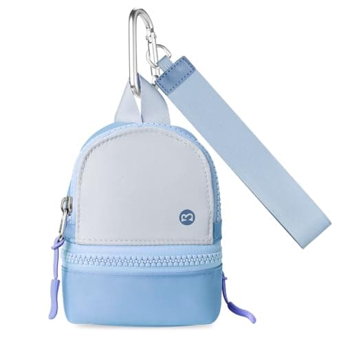 Babysun Mini Backpack Keychain Wristlet Pouch Small Change Coin Purse Cute Zipper Wallet With 3 RFID Card Slots For Women/Men Airpods Cosmetics (Grey Blue) - Image 1