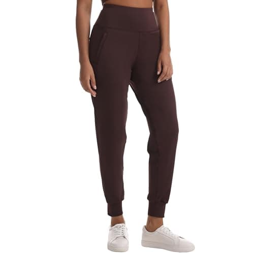 zsenoxaxi Womens Joggers with Zipper Pockets Lightweight High Waisted Athletic Tapered Pants for Travel Workout Lounge(Coffee,M) - Image 1