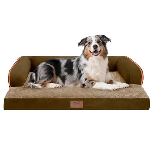 Extra Large Dog Bed-Orthopedic Waterproof XL Dog Bed for XLarge Extra Big Dogs - Foam Couch Sofa Washable with Removable Cover-Brown