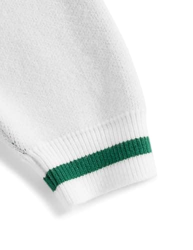 Aelfric Eden Graphic Polo Sweater Women Oversized V Neck Knit Sweaters Y2k Long Sleeve Pullover Vintage Number Sweater Tops White - Thumbnail 5