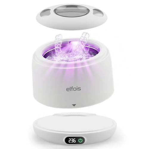 ELFOIS Ultrasonic Retainer Cleaner Machine with UV — 45kHz Countertop Dental Pod, 4 Cleaning Modes, Detachable Design for Invisalign, Aligners, Night Guards, Mouth Guards and Dentures - Image 1