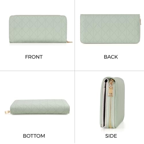 Charltu Women Wallet PU Soft Leather Wallets For Women Diamond-Quilted Texture Bifold Credit Long Card Holder With ID Window Coin and Cash Organizers Large Capicity Ladies Wallet, Dark Pink - Thumbnail 3