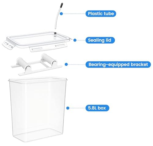 Qacoczme 3D Printing Filament Storage Box with air-Tight connectors and Filament Spool Holders - Filament Dry Box for Filaments Sealing and Protection with Desiccant & Label (5.8L,4Pack) - Thumbnail 6