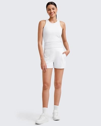 G4Free Workout Tanks for Women Sleeveless Running Athletic Tank Tops Ribbed Racerback Slim Gym Yoga Summer Casual (White,XL) - Thumbnail 6