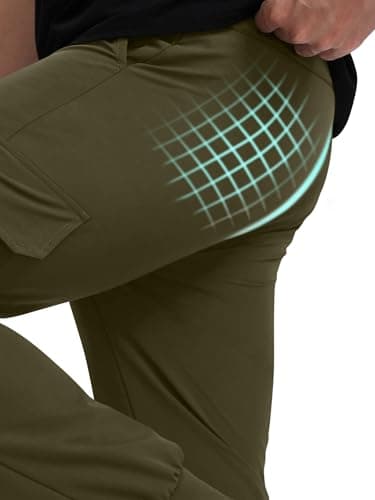 Crastimo Men's Tapered Slim Fit Cargo Pants Lightweight Athletic Sweatpants 5 Pockets Elastic Waist Drawstring Slim Fit Workout Running Travel Casual Army Green M - Thumbnail 6