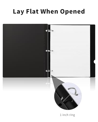 Tashkummy 360 Degree Pivotable Binder, Upgraded 3 Ring Binder 1 inch, Flexible Binders 3 Ring, Foldable Three Ring Binders- Black - Thumbnail 3