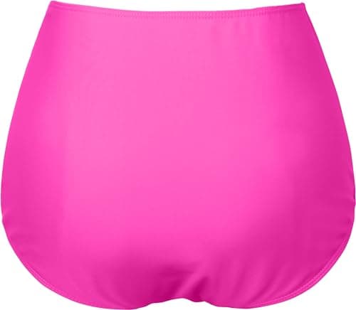 COCOPEAR Women's High Waisted Full Coverage Bikini Bottom Ruched Bathing Suit Bottoms for Women Tummy Control Swim Bottoms Pink 2XL - Thumbnail 4