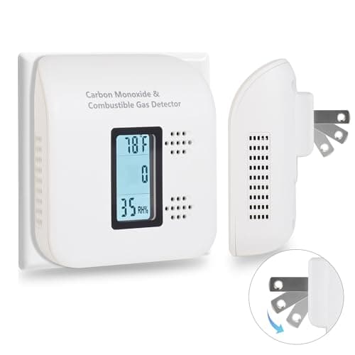 Portable Carbon-Monoxide-&-Gas Monitor, 4-in-1 Plug-in Indoor-Air Device with Digital Display, Natural-Gas Visibility & Temp-Humidity Readings for Kitchen, RV & Apartment, White - Image 1