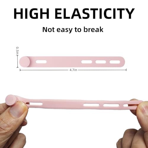 25 PCS Silicone Cable Ties Cord Organizer -[3 Adjustable Holes] Multi Color Elastic Reusable Cord Wraps Management, Home Organizer Ties for Phone Charger Electrical Cable, Travel Essentials - Thumbnail 3