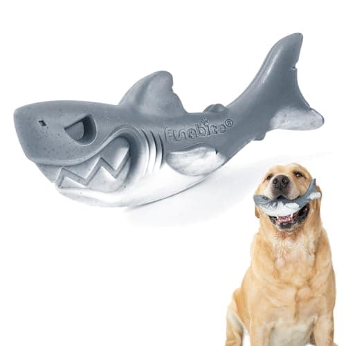 Funnbite Dog Toys for Aggressive Chewers, Shark Dog Toy with Curved Design for Easy Pick Up, Nylon Chew Toys to Keep Dogs Busy for Hours for Medium, Large Dogs (25-80 lbs)