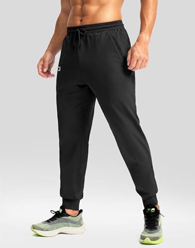 G Gradual Men's Fleece Joggers with Zipper Pockets Winter Warm Pants Water Resistant Athletic Workout Gym Sweatpants for Men(Black,XXL) - Thumbnail 2