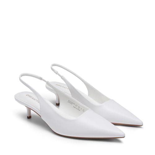 DREAM PAIRS Women's Kitten Heels Slingback Low Closed Toe Comfortable Pumps Pointed Toe Wedding Party Elegant Dress Shoes,Size 7.5,White,SDPU25093W - Thumbnail 4