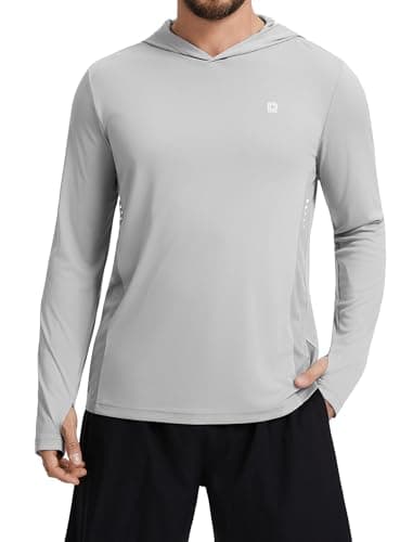 DAXIANG Men's Sun Hoodie UPF 50+ Fishing Shirt Sun Protection Long Sleeve Rash Guard Hiking Outdoor Athletic Quick Dry Shirt 2XL Grey - Image 1