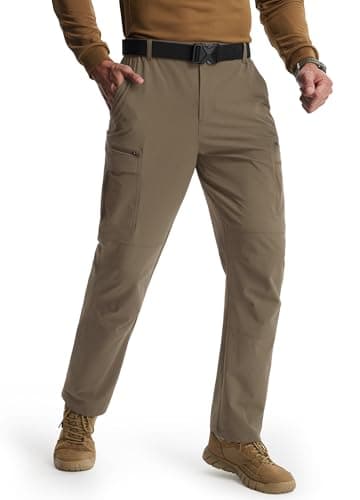 Libin Men's Hiking Pants with 8 Pockets 30" Lightweight Stretch Cargo Work Pants Quick Dry Water Resistant Travel Outdoor, Khaki, 40W x 30L - Image 1