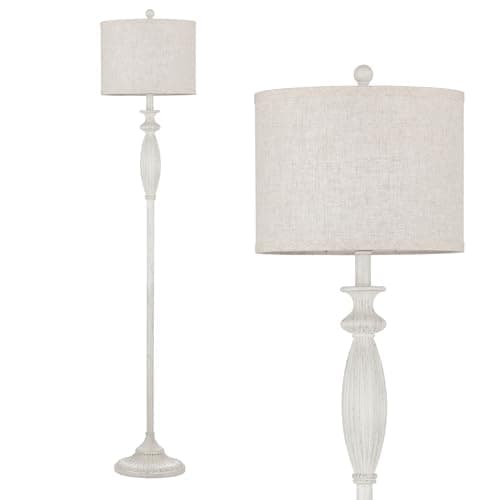 63.8" Vintage Floor Lamp with Rotary Switch, Dimmable Color Temperature Standing Lamp, Retro Farmhouse Floor Lamps for Living Room, Bedroom, Hallway, Office, Room Decor, Antique White (Bulb Included) - Thumbnail 4