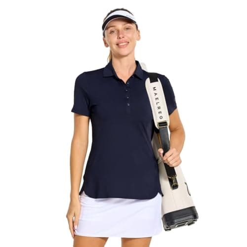 M MAELREG Womens Golf Shirt Short Sleeve Casual Lightweight Quick Dry Collared Tennis Polo Shirts for Women Navy - Thumbnail 3