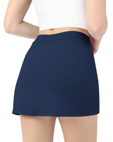SEAJOJO Skorts for Women with Pockets High Waisted Athletic Tennis Mini Skirt with Shorts Underneath Golf Pickleball Workout Navy Blue - Thumbnail 6
