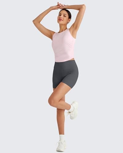 G4Free Sleeveless Workout Tops for Women Crop Tank Tops Breathable Lightweight Active Tennis Yoga Shirts Outfits (Blush,L) - Thumbnail 6