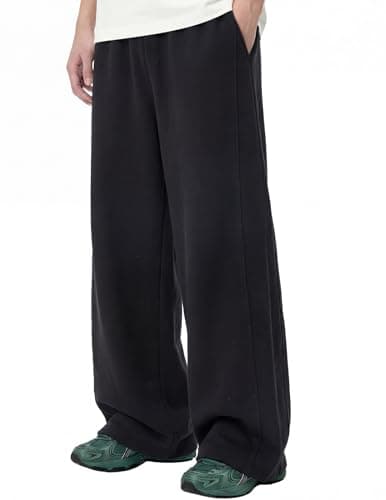 Vamtac Mens Baggy Sweatpants Wide Leg Sweatpant Casual Athletic Joggers Elastic Waisted Drawstring Trousers Loose Pant Black - Image 1