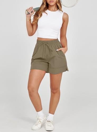 Dokotoo Athletic Shorts for Women Brown Running Workout Gym Womens Shorts High Waisted Causal Summer Outfits 2026 Beach Vacation Clothes Pockets Spring Elastic Quick Dry Yoga Size Medium Hiking - Thumbnail 3
