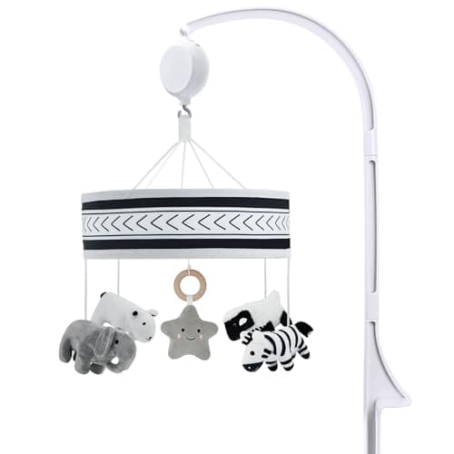 Lovvie & Joy Baby Crib Mobile,Mobile for Crib with 35 Lullabies and Stuffed Animals Hanging Toys for Newborns Boys and Girls,Black & White Animals Nursery Decor - Image 1