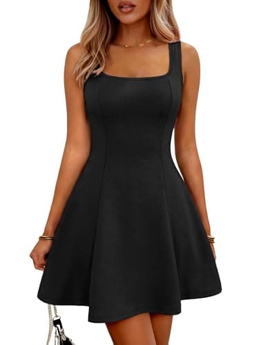 ANRABESS Women Summer Sleeveless Square Neck Cocktail Dress 2026 A-Line Casual Formal Beach Vacation Party Mini Dress Black X-Large - Image 1