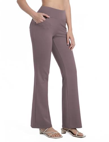 BUBBLELIME 29"/31"/33"/35"/37" Women's High Waist Stretchy Bootleg Yoga Pants with Out Pockets 4 Pockets_Taupe XS_29" Inseam - Image 1
