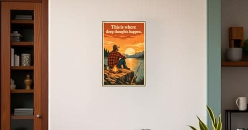 This Is Where Deep Thoughts Happen Metal Tin Sign Rustic Outdoor Camping Wall Decor Fishing Lake Sunset Artwork Funny Bathroom Toilet Quote Plaque Vintage Cabin Lodge Home Bar 8x12 Inch - Thumbnail 2