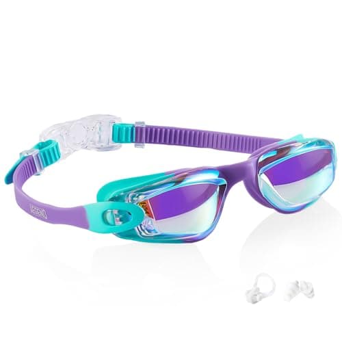 Aegend Swim Goggles for Kids 3-14 – Anti-Fog Comfort Fit for Swim Lessons, Pool, Beach – Includes Case, Ear Plugs & Nose Clip