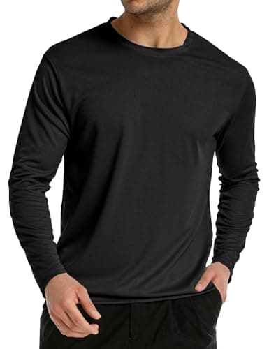 Long Sleeve Rash Guard for Men: Mens Dri Fit Sun Protection Fishing Tee SPF Shirts UPF 50+ Uv Cooling Moisture Wicking Thermal Quick Dry Men's t Shirt for Work Swim Workout Running Gym Athletic Black