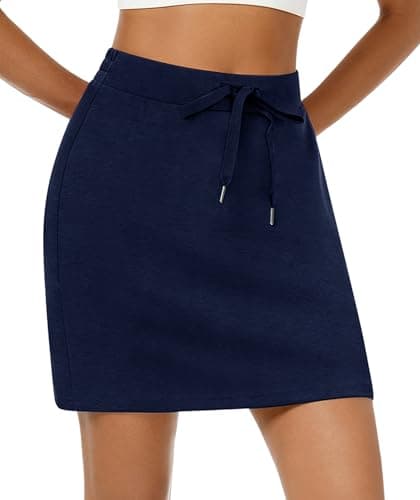 Casly Lamiit Skorts for Women Dressy Casual High Waisted Drawstring Tennis Skirts Comfortable Summer Active Sweat Lounge Skirt Navy Blue XS - Image 1