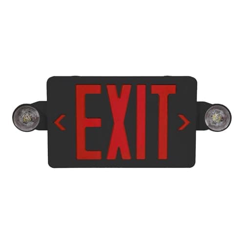 CM MZY Exit Sign with Emergency Lights, Exit Signs Light with Battery Backup,Red Emergency Lights with Black Housing, Two Adjustable Heads, Combo for Business,AC 120V/277V, UL Certified,1 Pack