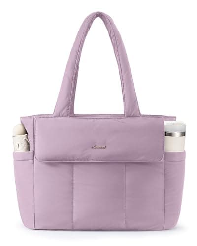 LOVEVOOK Laptop Bag for Women, 15.6 Inch Puffer Multiple Pockets Work Tote Bags Large Computer Bag Purse for Teacher Nurse, Quilted Lightweight Casual Shoulder Bag for Travel, Daily