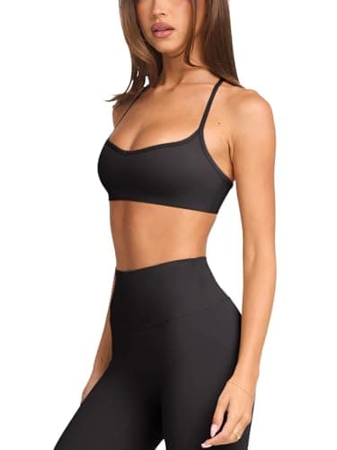 Black Sports Bras for Women Padded Adjustable Thin Straps Workout Yoga Gym Athletic Bras Y2k Casual Tops Activewear Camisole(Black X-Large) - Thumbnail 2