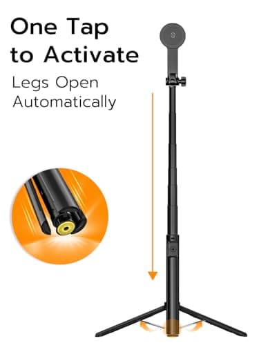 USKEYVISION Magnetic Tripod for iPhone & Android with Light,69” Extendable Selfie Stick for Magsafe,Auto-Open Phone Stand w/Magnetic Selfie Light,Remote,Vlogging Kit for Video Recording(MPT-04) - Thumbnail 5