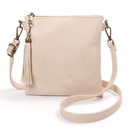 seOSTO Vegan Leather Crossbody Purse for Women, Adjustable Strap Multi-Compartment Sling Bag, Gifts For Teenage Girls (Beige) - Image 1